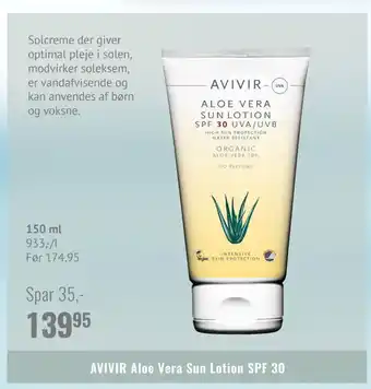 Helsam AVIVIR Aloe Vera Sun Lotion SPF 30 tilbud