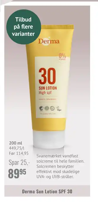 Helsam Derma Sun Lotion SPF 30 tilbud