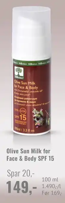 Helsam Olive Sun Milk for Face & Body SPF 15 tilbud