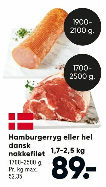 Bilka Hamburgerryg eller hel dansk nakkefilet tilbud