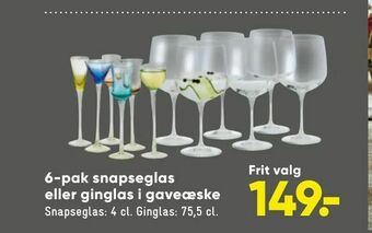 6-pak snapseglas eller ginglas i gaveæske