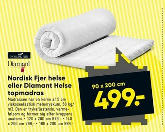 Bilka Nordisk Fjer helse eller Diamant Helse topmadras tilbud
