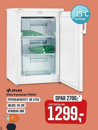 Skousen Atlas fryseskab FS90A tilbud