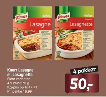 Knorr Lasagne el. Lasagnette