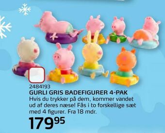 Legekæden Gurli gris badefigurer 4-pak tilbud