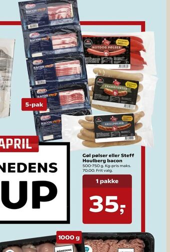 Dagli'Brugsen Gøl pølser eller Steff Houlberg bacon tilbud