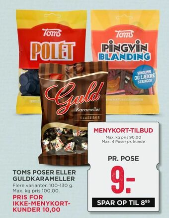MENY Toms poser eller guldkarameller tilbud