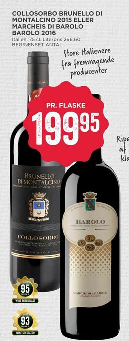 MENY Collosorbo brunello di montalcino 2015 eller marcheis di barolo barolo 2016 tilbud