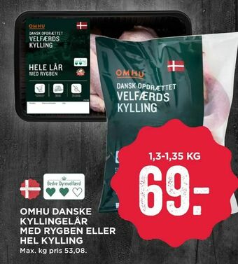 MENY Omhu danske kyllingelår med rygben eller hel kylling tilbud