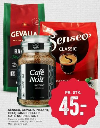 MENY Senseo, gevalia instant, hele bønner eller café noir instant tilbud