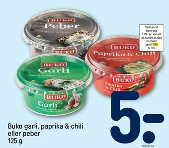 REMA 1000 Buko garli, paprika & chili eller peber tilbud