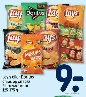 REMA 1000 Lay's eller Doritos chips og snacks tilbud
