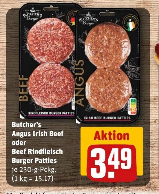 Butcher's Angus Irish Beef oder Beef Rindfleisch Burger Patties tilbud