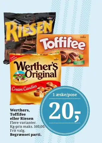 Dagli'Brugsen Werthers, Toffifee eller Riesen tilbud