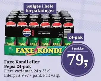 Dagli'Brugsen Faxe Kondi eller Pepsi 24-pak tilbud