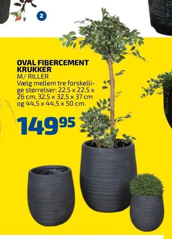 Oval fibercement krukker