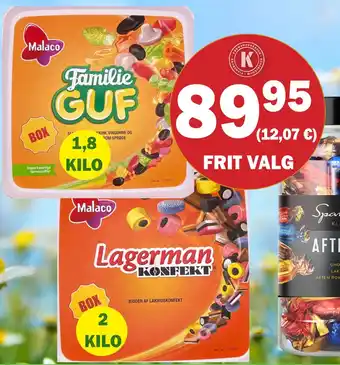 Købmandsgården Malaco Familie Guf, Lagerman Konfekt tilbud