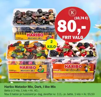 Købmandsgården Haribo Matador Mix, Dark, I like Mix tilbud