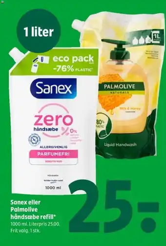 Coop 365 Sanex eller Palmolive håndsæbe refill tilbud