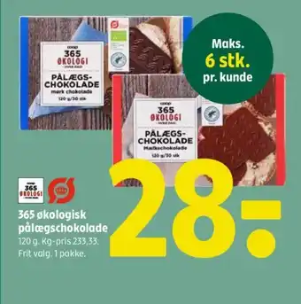 Coop 365 365 økologisk pålægschokolade tilbud