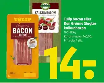 Coop 365 Tulip bacon eller Den Grønne Slagter kalkunbacon tilbud
