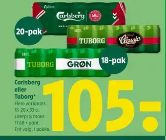 Coop 365 Carlsberg eller Tuborg tilbud