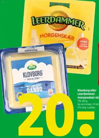 Coop 365 Klovborg eller Leerdammer morgenskær skiveost tilbud