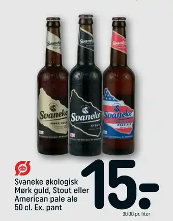 REMA 1000 Svaneke økologisk Mørk guld, Stout eller American pale ale 50 cl. Ex. pant tilbud