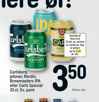 Carlsberg pilsner, Nordic, Brewmasters IPA eller Carls Special