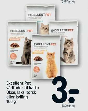 REMA 1000 Excellent Pet vådfoder til katte Okse, laks, torsk eller kylling tilbud