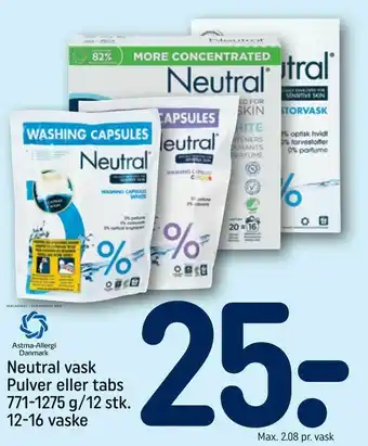 REMA 1000 Neutral vask Pulver eller tabs tilbud