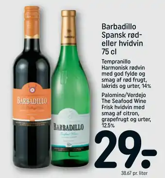 REMA 1000 Barbadillo Spansk rød eller hvidvin tilbud