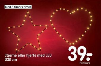 REMA 1000 Stjerne eller hjerte med LED Ø38 cm tilbud