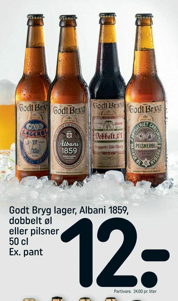Godt Bryg lager, Albani 1859,00 dobbelt øl eller pilsner tilbud hos
