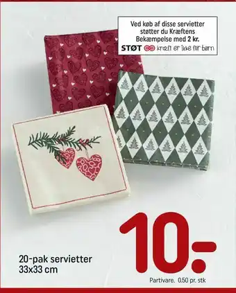 REMA 1000 20-pak servietter 33x33 cm tilbud