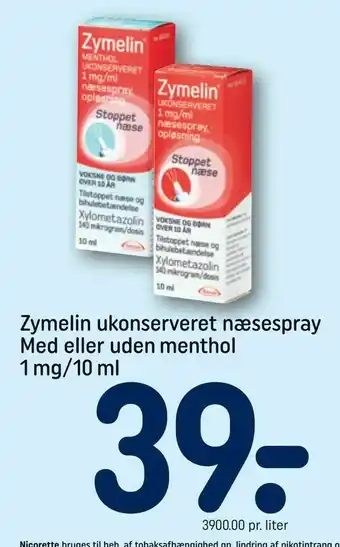 Zymelin ukonserveret næsespray Med eller uden menthol