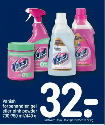 REMA 1000 Vanish forbehandler, gel eller pink powder tilbud