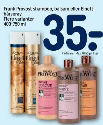 Frank Provost shampoo, balsam eller Elnett hårspray
