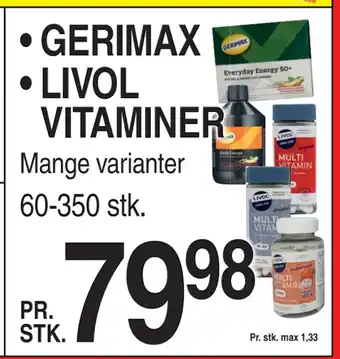 ABC Lavpris GERIMAX • LIVOL. VITAMINER tilbud