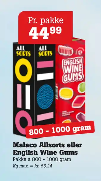 Poetzsch Padborg Malaco Allsorts eller English Wine Gums tilbud
