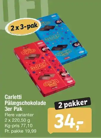 Fakta Tyskland Carletti Pålægschokolade 3er Pak tilbud