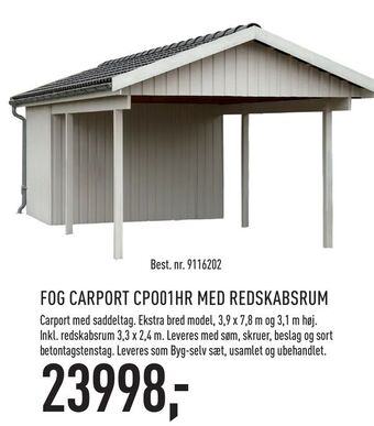 Johannes Fog Fog carport cpo01hr med redskabsrum tilbud