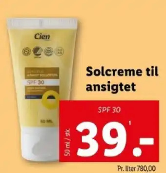 Lidl Cien Solcreme til ansigtet tilbud
