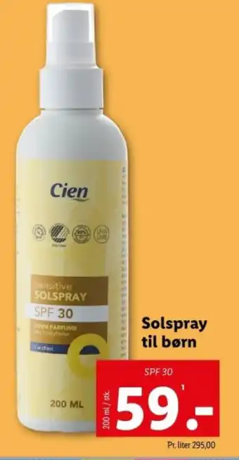 Lidl Cien Solspray til børn tilbud