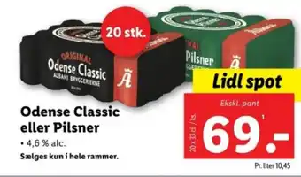 Lidl Odense Classic eller Pilsner tilbud