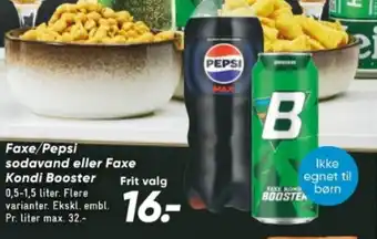 Bilka Faxe/Pepsi sodavand eller Faxe Kondi Booster tilbud