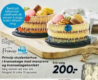 Princip studenterhue i kransekage med macarons og kransekagekonfekt
