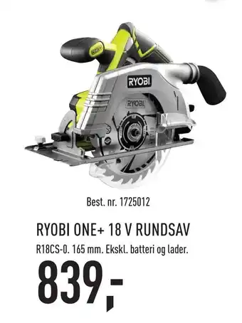 Johannes Fog Ryobi one+ 18 v rundsav tilbud