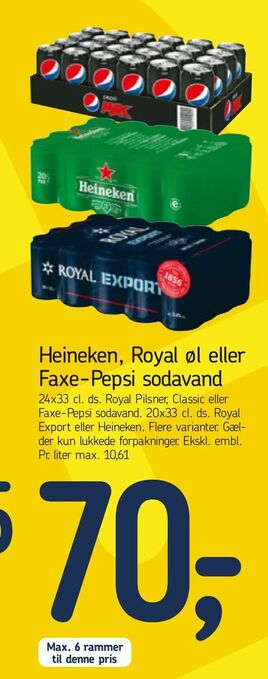 Føtex Heineken, Royal øl eller Faxe-Pepsi sodavand tilbud