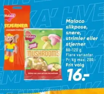 Bilka Malaco slikpose, snøre, strimler eller stjerner tilbud